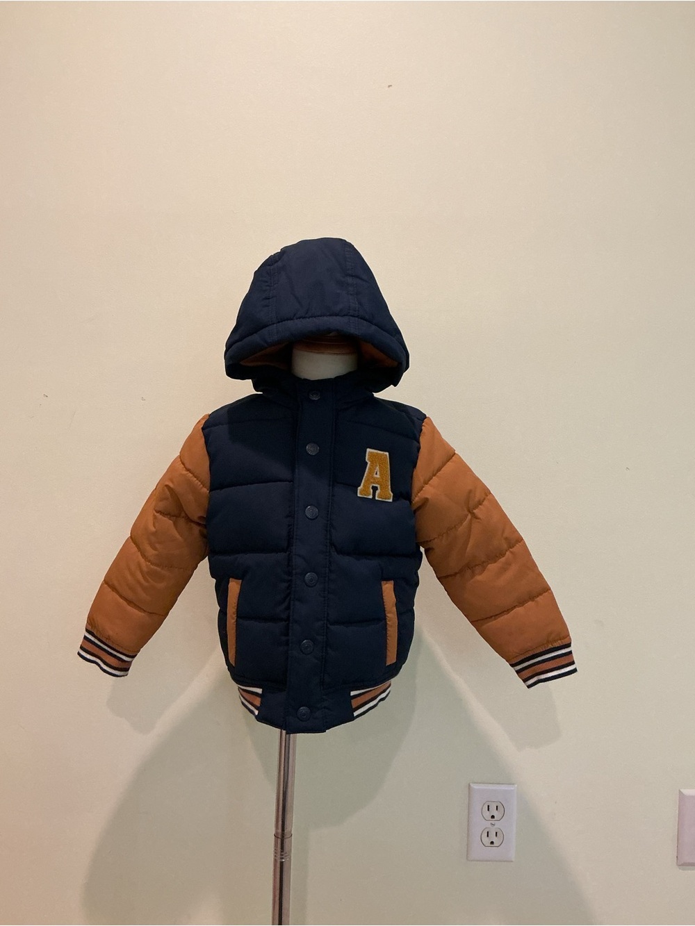 Gymboree Navy and Tan Puffer Jacket with Hood